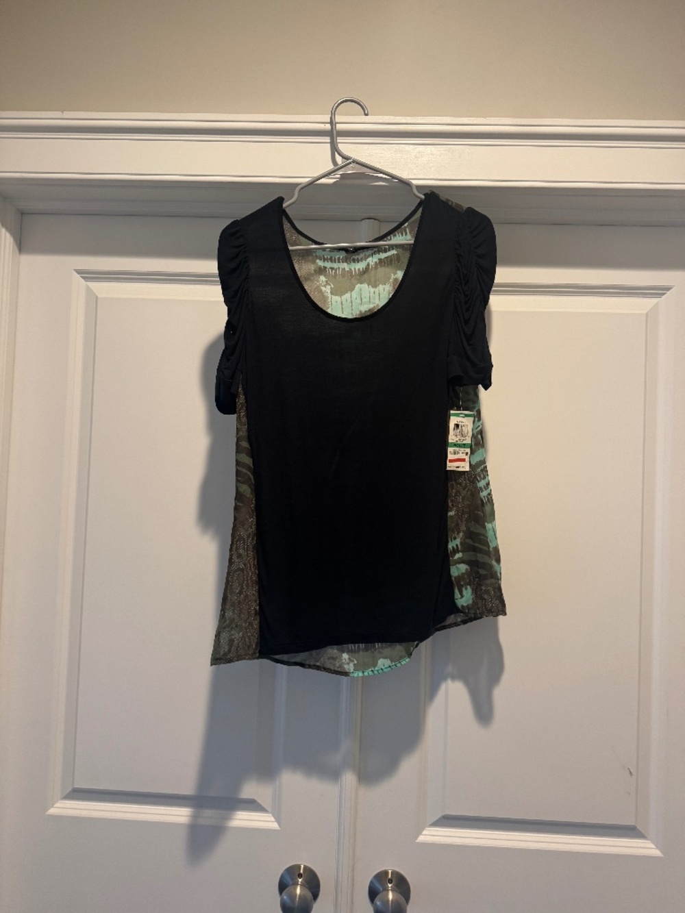 INC International Concepts Black Mixed Print Blouse